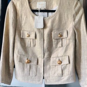 NWT Kate Spade Etta Linen Gold Blazer Size 6